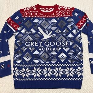 Grey Goose Vodka Christmas Sweater Blue Red White Men’s Large